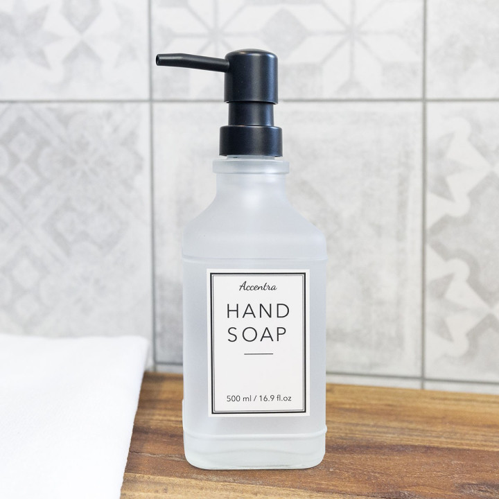 Distributeur savon mains en verre 500ml senteur : White Tea