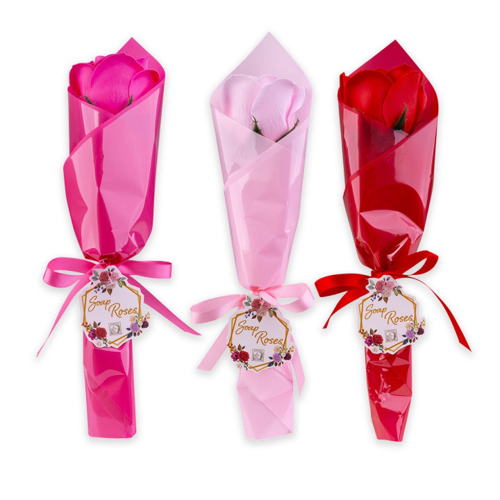 Rose de savon 8g, 3 couleurs assorties, senteur rose
