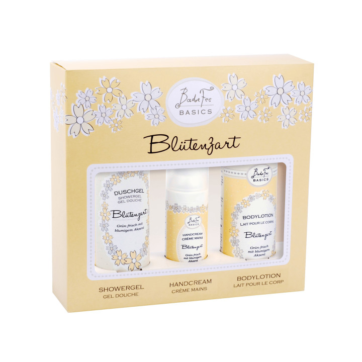 Coffret pour le corps BASICS, senteur Thé vert/Fleurs des prés d'été/Pomme