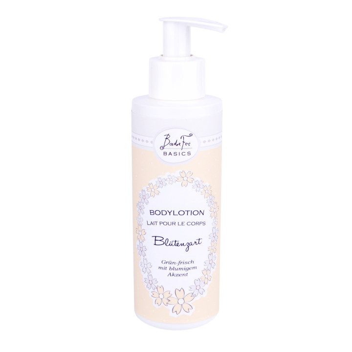 Distributeur lotion corps 200ml BASICS, senteur Thé vert/Fleurs des prés d'été/Pomme