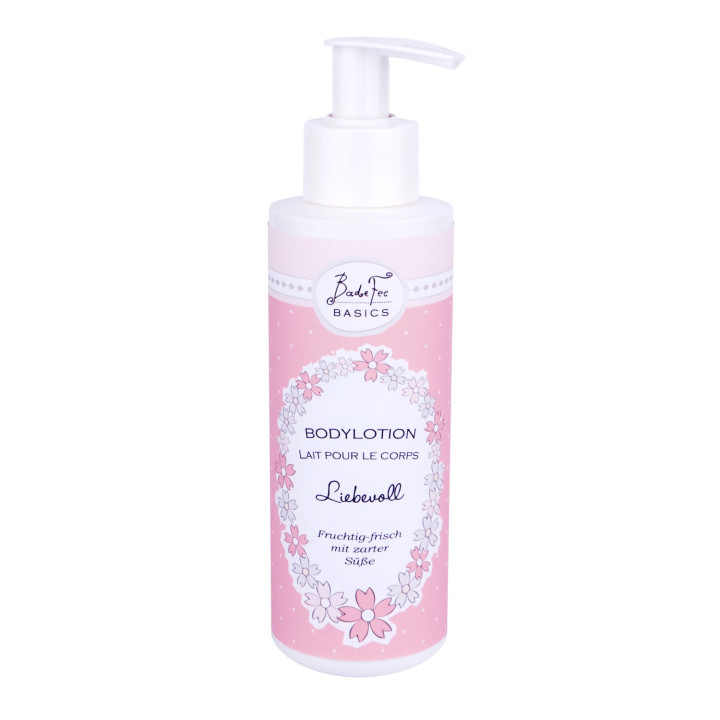 Distributeur lotion corps 200ml BASICS, senteur Fraise/Rubarbe