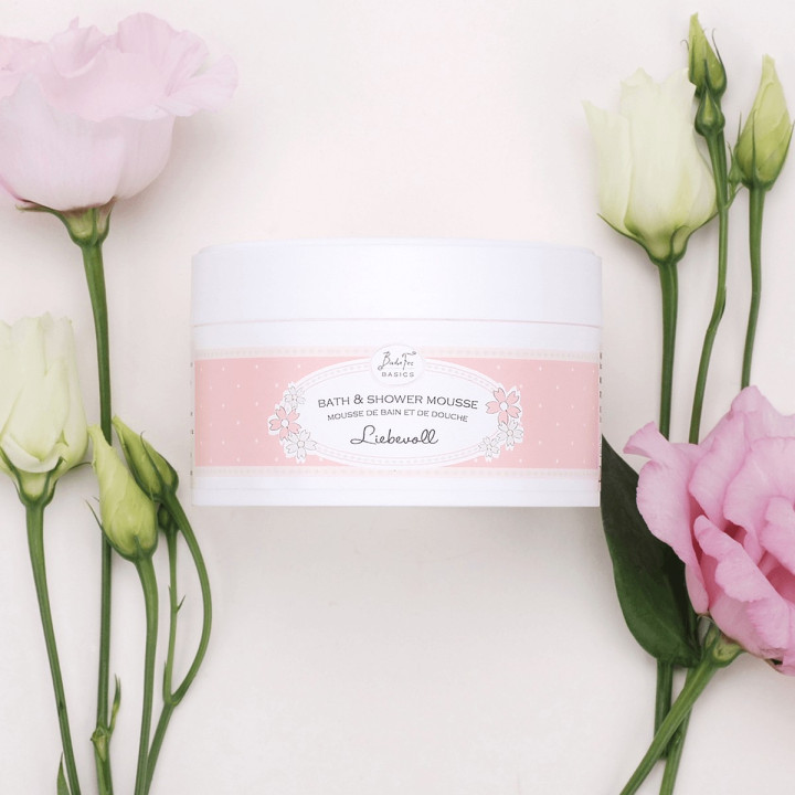Mousse de douche & bain 200ml BASICS, senteur Fraise/Rubarbe