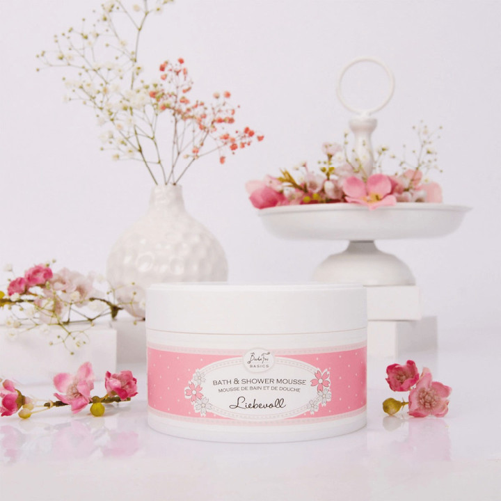 Mousse de douche & bain 200ml BASICS, senteur Fraise/Rubarbe