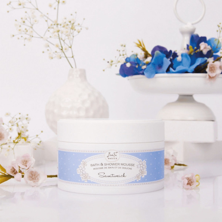 Mousse de douche & bain 200ml BASICS, senteur Agrumes/Jasmin/Bois de santal/Ambre