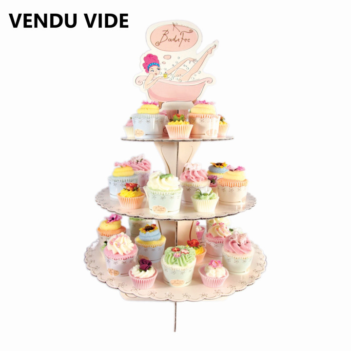 Présentoir crémeux de bain en carton (H: 55 cm / Diamètre : 35 cm) VENDU VIDE