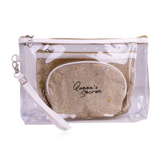Set de 3 trousses de toilette or (24x17x6 cm)