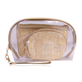 Set de 3 trousses de toilette or (25x17x6 cm)