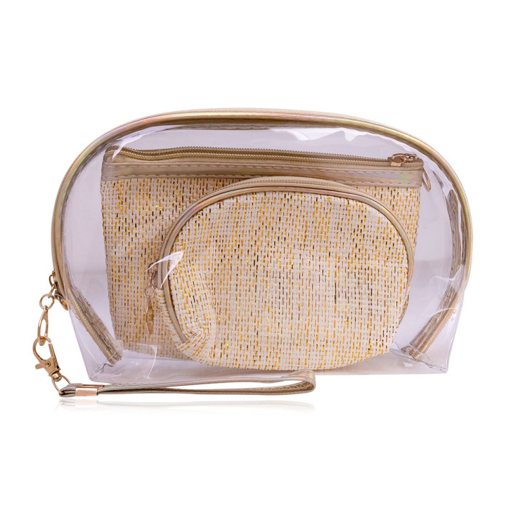 Set de 3 trousses de toilette or (25x17x6 cm)