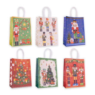 Sac cadeau en papier CASSE NOISETTE (21x15x8 cm), 6 modèles assortis
