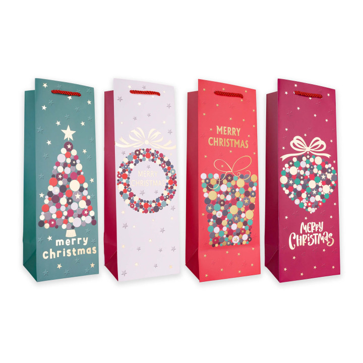 Sac cadeau JOYEUX NOEL STYLE 3  (35x12x10 cm), 4 modèles assortis