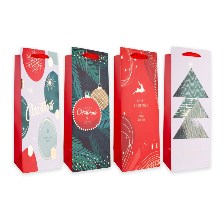 Sac cadeau JOYEUX NOEL STYLE 4 (35x12x10 cm), 4 modèles assortis