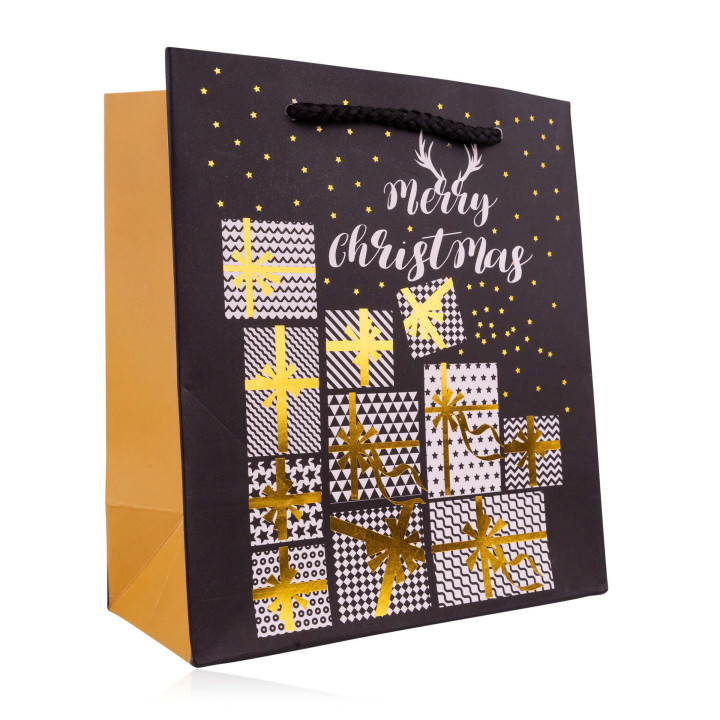 Sac cadeau WINTER GLAMOUR (16x14x7 cm), 4 modèles assortis
