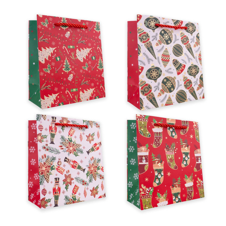 Sac cadeau XMAS CLASSIC (16x14x7 cm), 4 modèles assortis