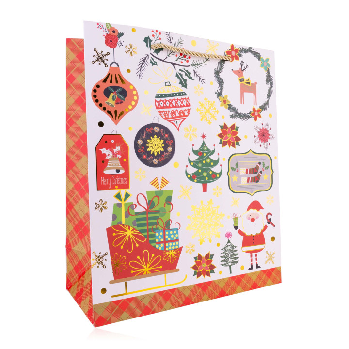 Sac cadeau XMAS (23x18x10 cm), 4 modèles assortis