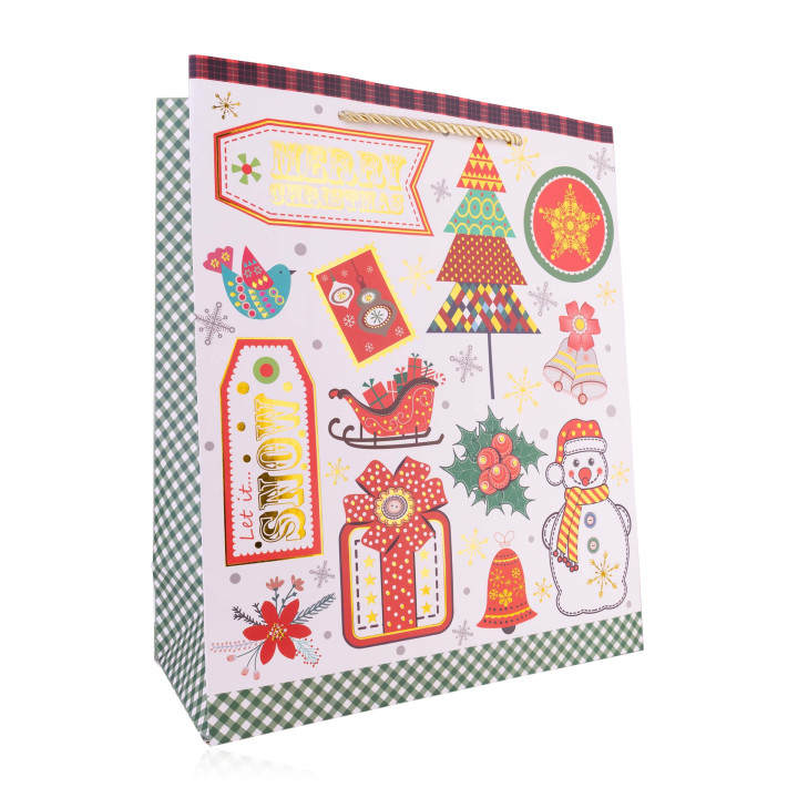 Sac cadeau XMAS (23x18x10 cm), 4 modèles assortis