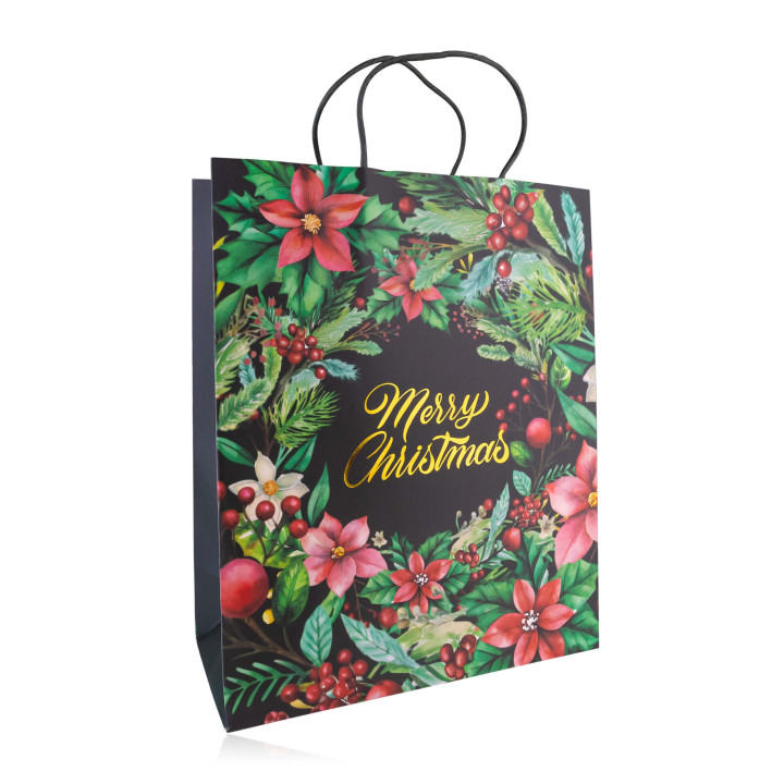 Sac cadeau JOYEUX NOËL (23x18x10 cm), 4 modèles assortis