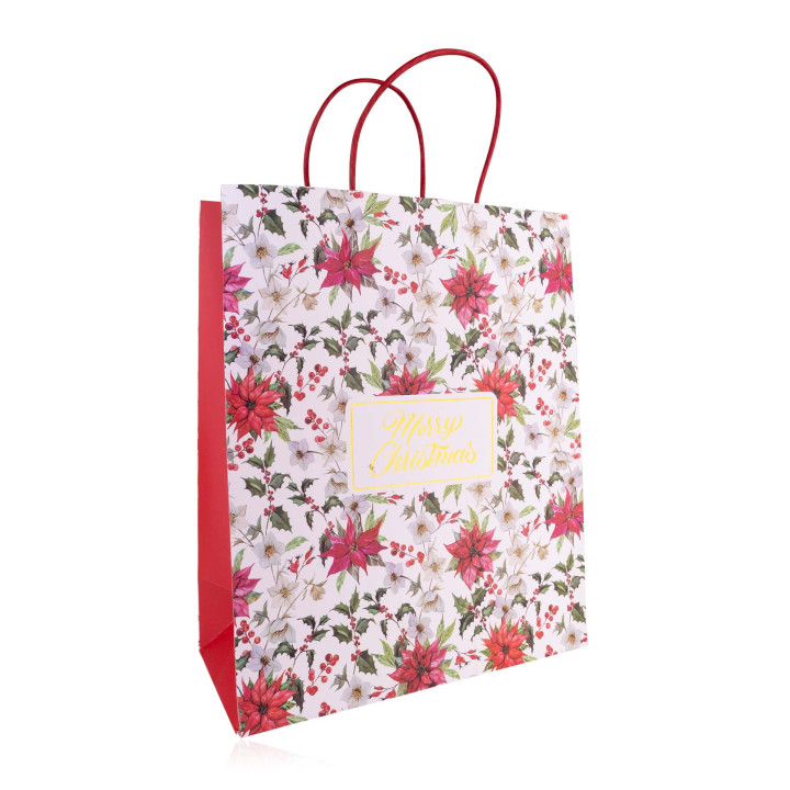 Sac cadeau JOYEUX NOËL (23x18x10 cm), 4 modèles assortis