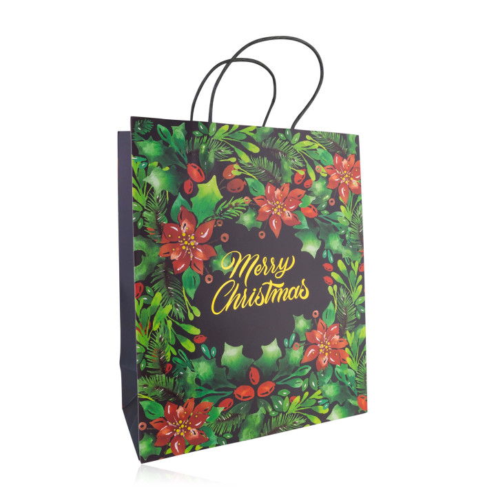 Sac cadeau JOYEUX NOËL (32x26x12 cm), 4 modèles assortis