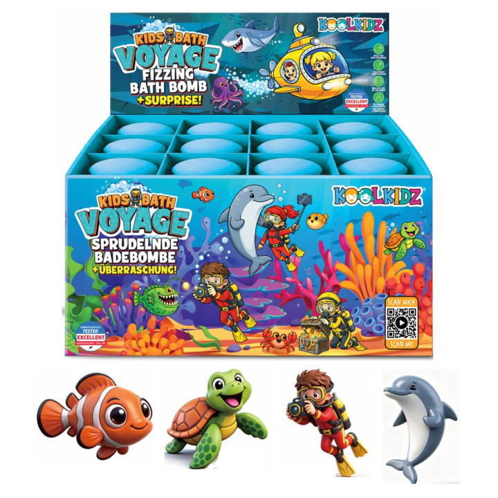 DISPO SEPTEMBRE Boule effervescente 150g COOLKID OCEAN, contenant une figurine