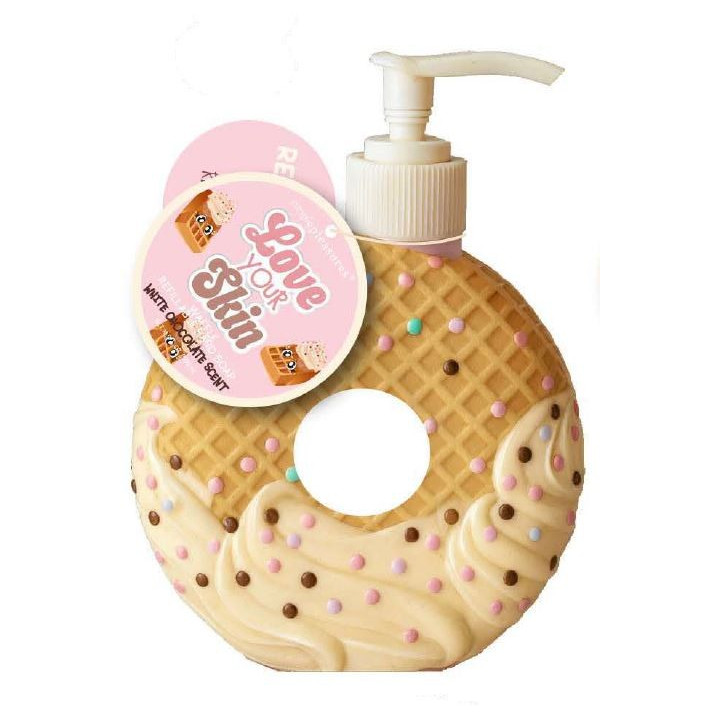 Distributeur de savon liquide 310ml en forme de donuts BREAKFAST CLUB,  senteur Chocolat blanc