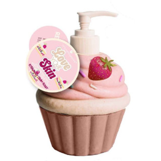 Distributeur de savon liquide 310ml en forme de muffin BREAKFAST CLUB,  senteur Fraise à la crème