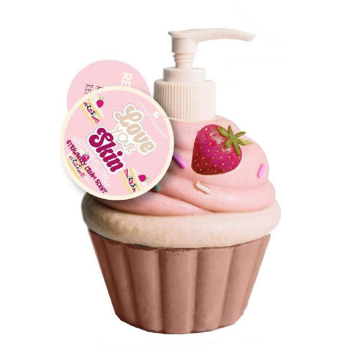 Distributeur de savon liquide 310ml en forme de muffin BREAKFAST CLUB,  senteur Fraise à la crème