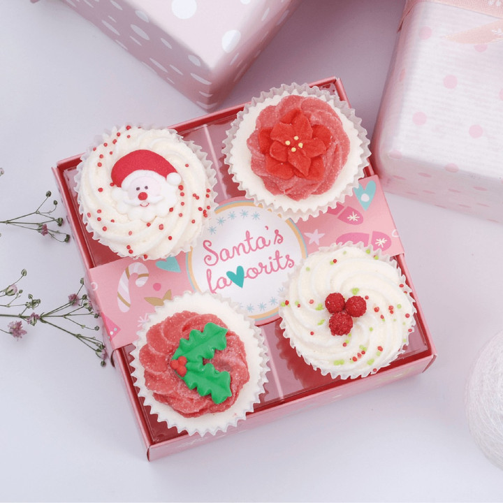 Coffret de 4 Cakes pour le bain crémeux SANTAS FAVORITS