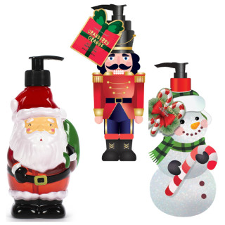 Distributeur de savon liquide 400ml à 500ml HAPPY CHRISTMAS, 3 modèles assortis