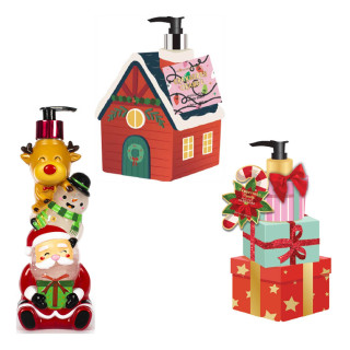 Distributeur de savon liquide 310 à 500ml HAPPY CHRISTMAS, 3 modèles assortis