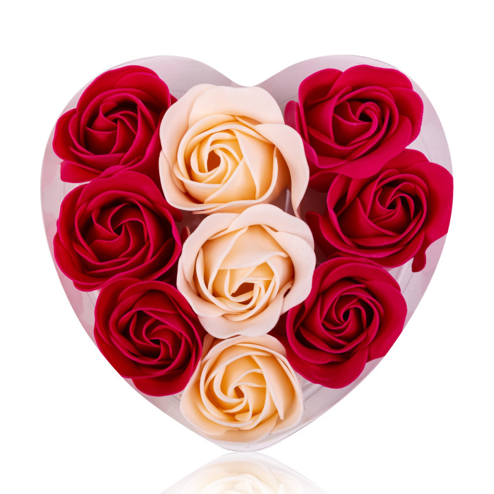 Coffret coeur de Roses en papier de savon
