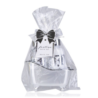 PROMO Coffret pour le corps baignoire FESTIVE ARGENT, senteur thé blanc