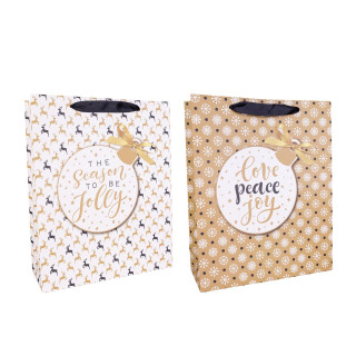 PROMO Sac cadeau WINTER MAGIC (32x26x10 cm), 2 couleurs assorties