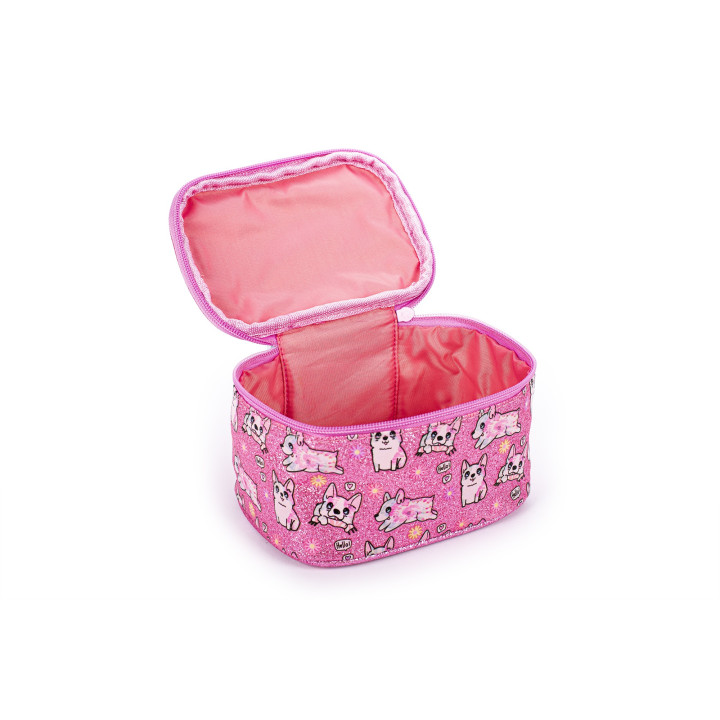 Trousse de toilette vanity en PVC pailleté CHIEN