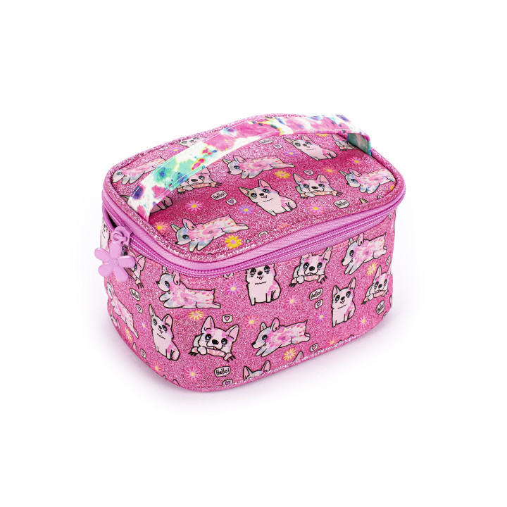 Trousse de toilette vanity en PVC pailleté CHIEN